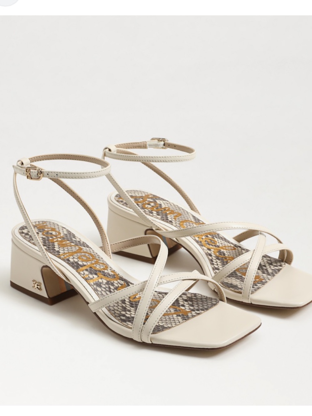 Sam Edelman Whitley Ivory Strappy Block Heel Sandal 6